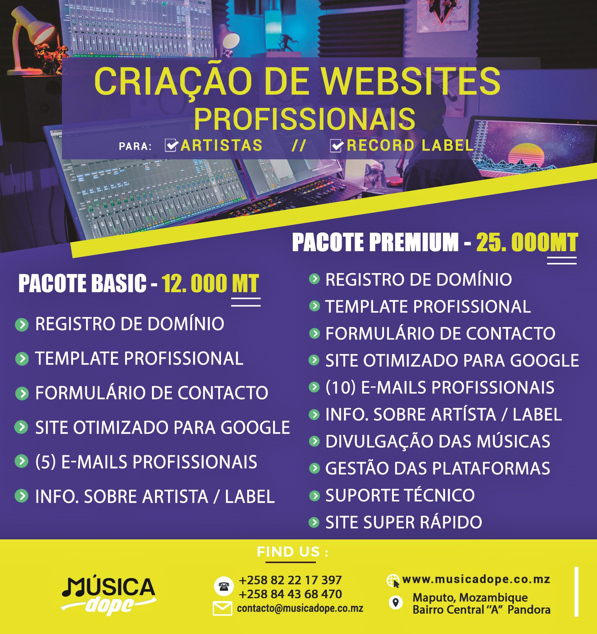 Criação de Websites - Artistas e Record Label